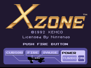 X-Zone title screen for Super Nintendo